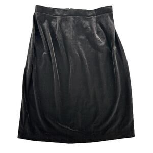 R&K Evening Vintage Y2K Black Velvet Midi Skirt 10 Petite Gothic Going Out